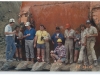 EX3500 commissioning crew including Gavin Begg & Rangi Hicks, Doug Hood Ltd, Weavers Coal Mine, 1990